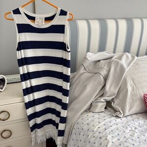 Sail to Sable Navy and White Striped Sleeveless Dress